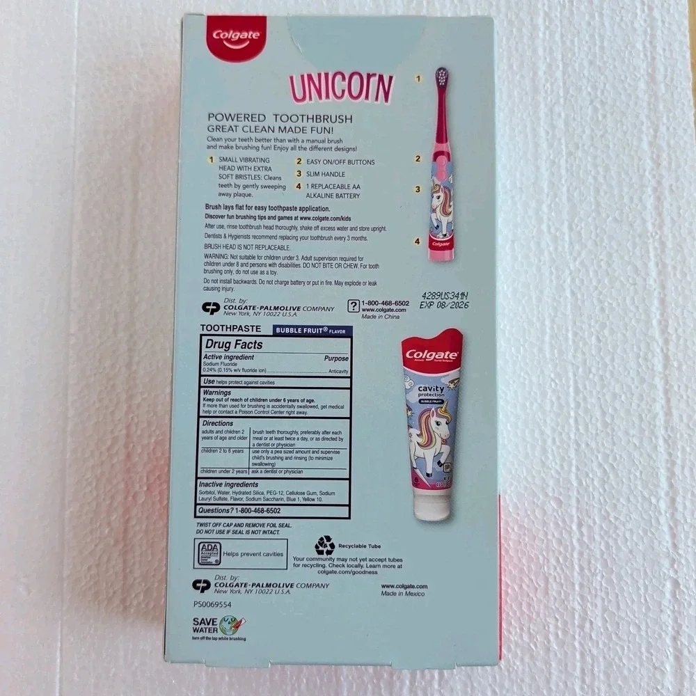 NIB Colgate Unicorn Brushtastic Kids Electric Toothbrush Gift Set Toothpaste FUN